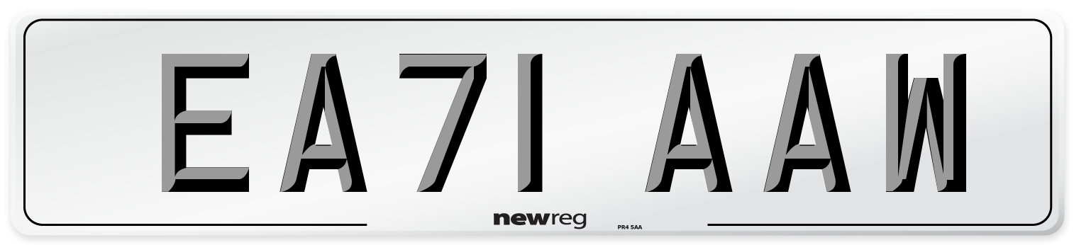 EA71 AAW Number Plate from New Reg